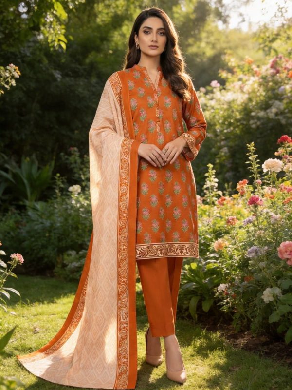 3 Piece Unstitched Lawn Digital Printed – Gulmohar 7