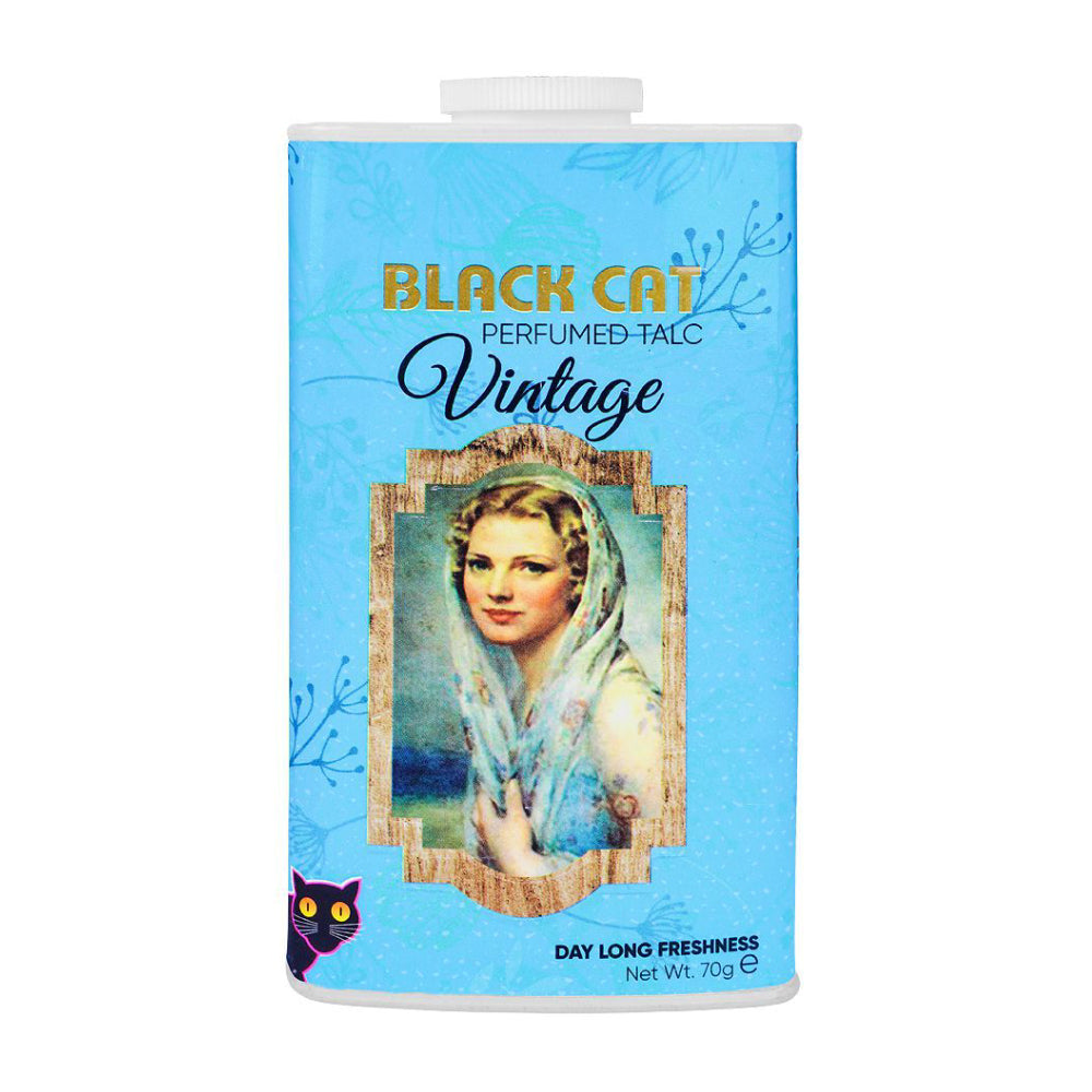 Black Cat Perfumed Talcum Powder Vintage 70g