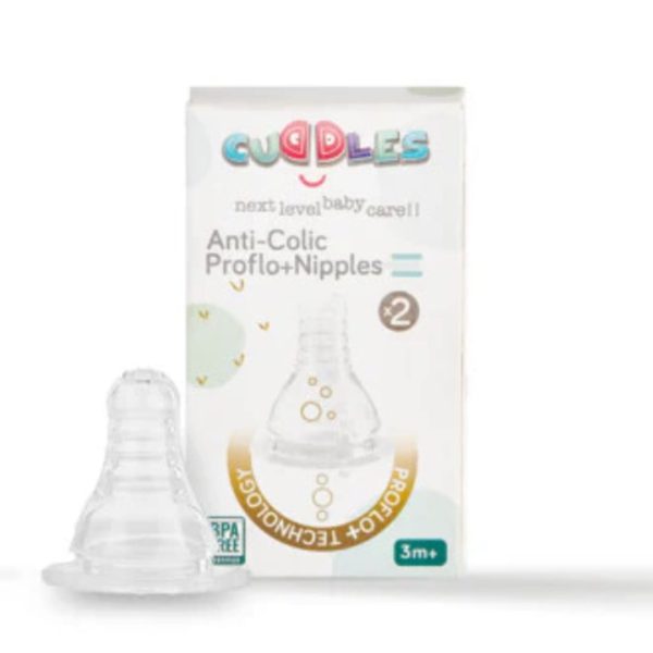 Cuddles Pack of 2 Anticolic Proflo Nipples 3 Month+