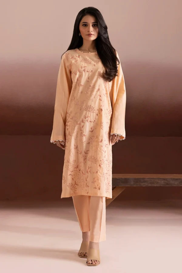 Peach Whisper Embroidered Lawn 2PC