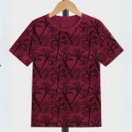 Regular Fit Half Sleeves T- SHIRT-Leaf Tree-Maroon